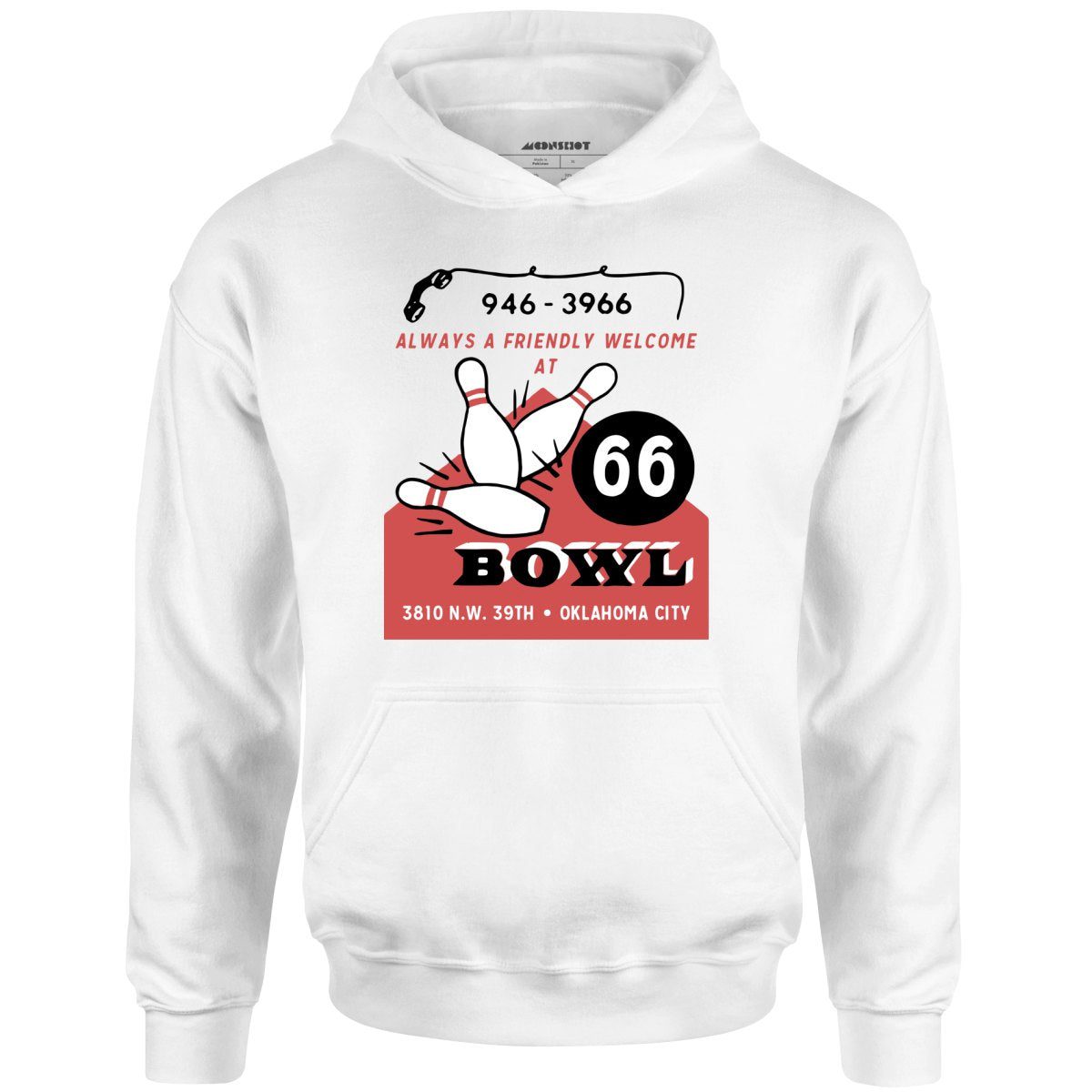 66 Bowl – Oklahoma City, Ok – Vintage Bowling Alley – Unisex Hoodie