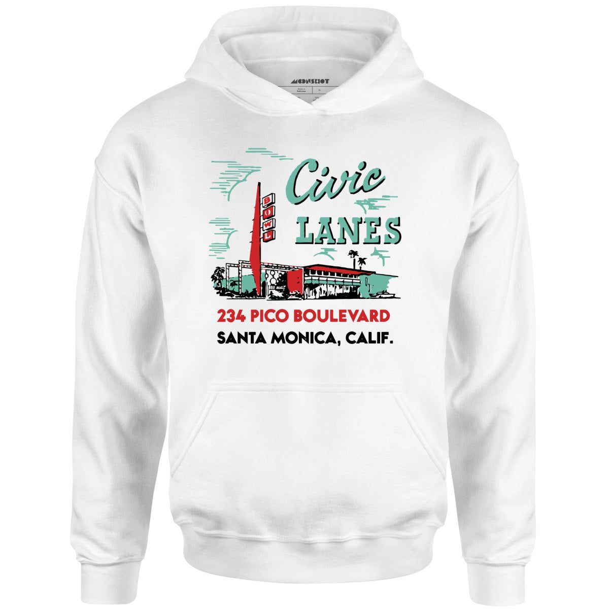 Civic Lanes – Santa Monica, Ca – Vintage Bowling Alley – Unisex Hoodie